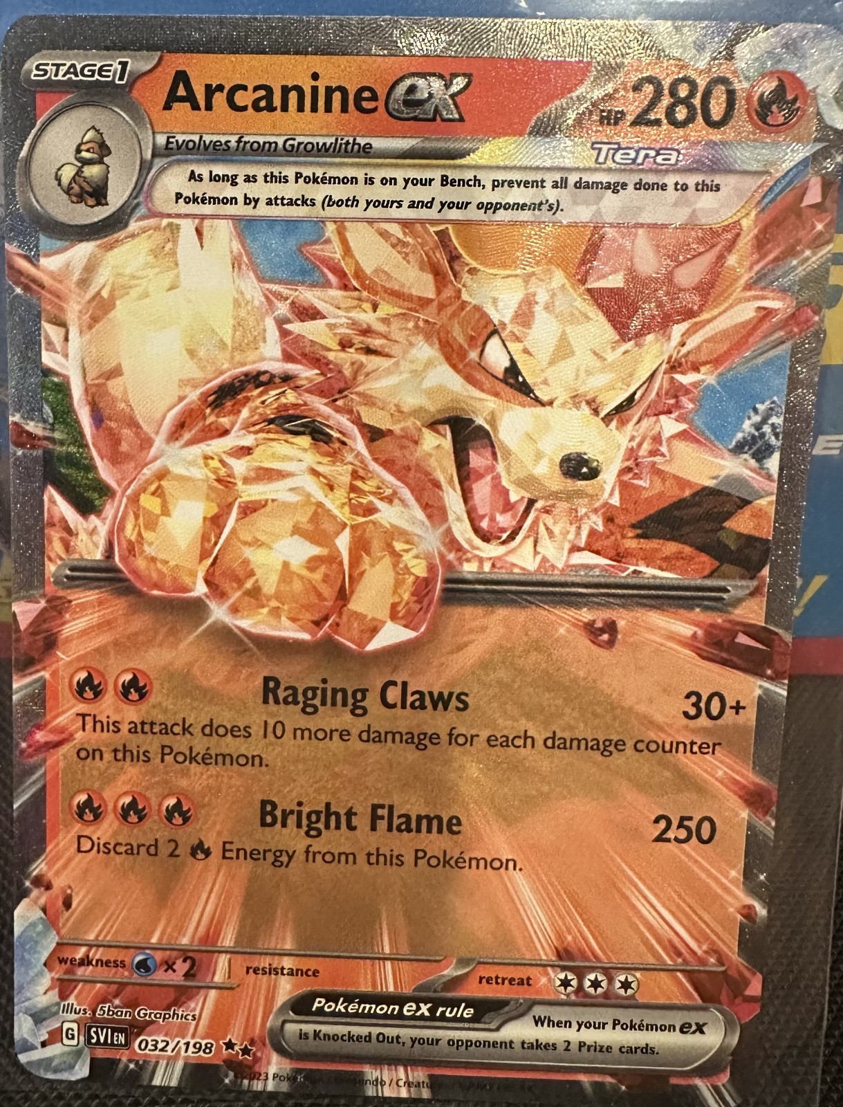 Pokemon TCG Scarlet & Violet Base Set Holo Double Rare #32 Arcanine Ex