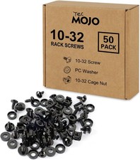 Tecmojo Rack Mount Screws Kit 50 Pack - 10-32 Cage Nuts, Washers for Racks