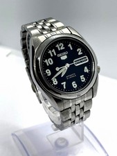 Seiko 5 Automatikuhr schwarzes Zifferblatt arabische Ziffern 21 Jewels gebraucht