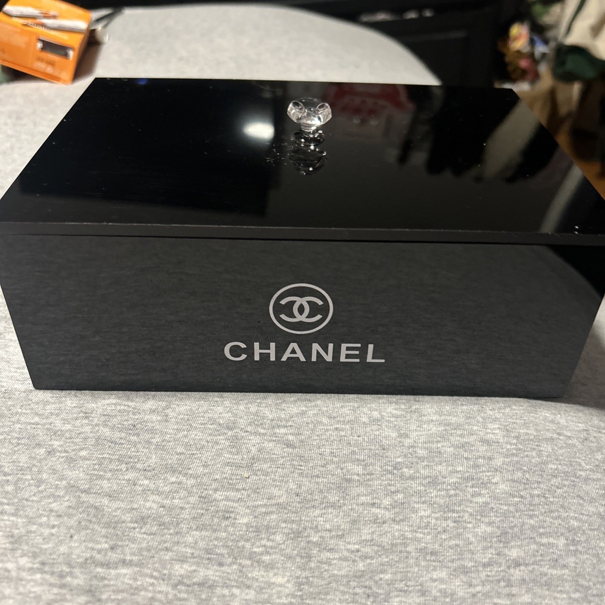 Chanel Makeup Organizer Storage Box With Top Handle Logo Double