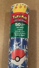Vintage Year 2000 Pikachu Pokemon Holiday Wrapping Paper 50 Sq Feet