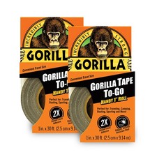 Gorilla Tape, Mini Duct Tape to-Go, 1" x 10 yd Travel Size, 2 - Pack, Black