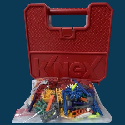 Red K'NEX Storage Case with Mixed Lot of Parts (150+ Pieces) Carrying Case Box