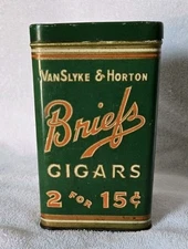 Antique Cigar Tin VAN SLYKE & HORTON Briefs Cigars 2 for 15c