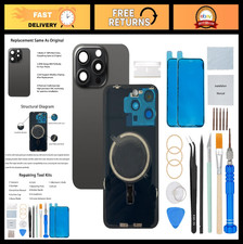iPhone 15 Pro Back Glass Cover Replacement 6.1" Camera Frame Tools - Black