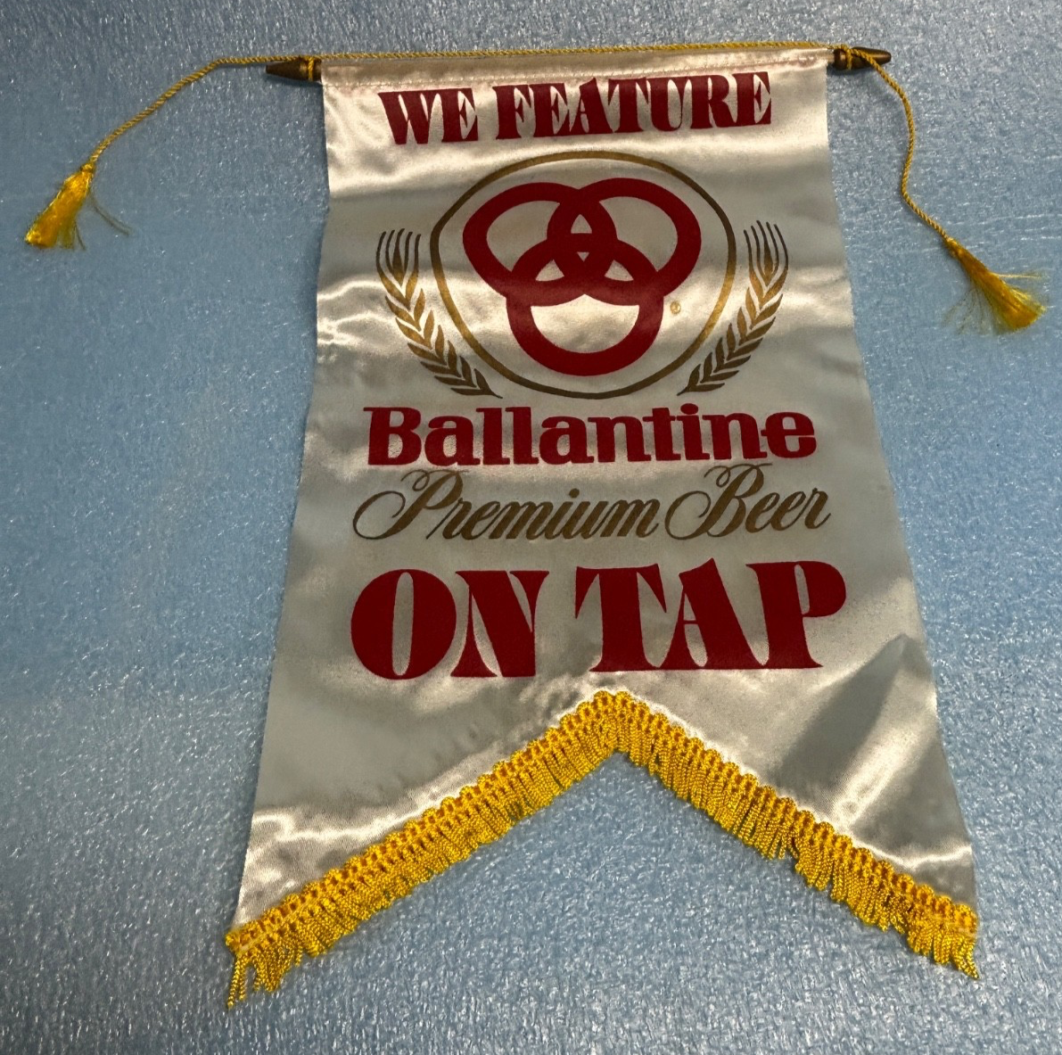 MINT 1960's BALLANTINE BEER ON TAP BANNER NEWARK NEW JERSEY CRANSTON RI