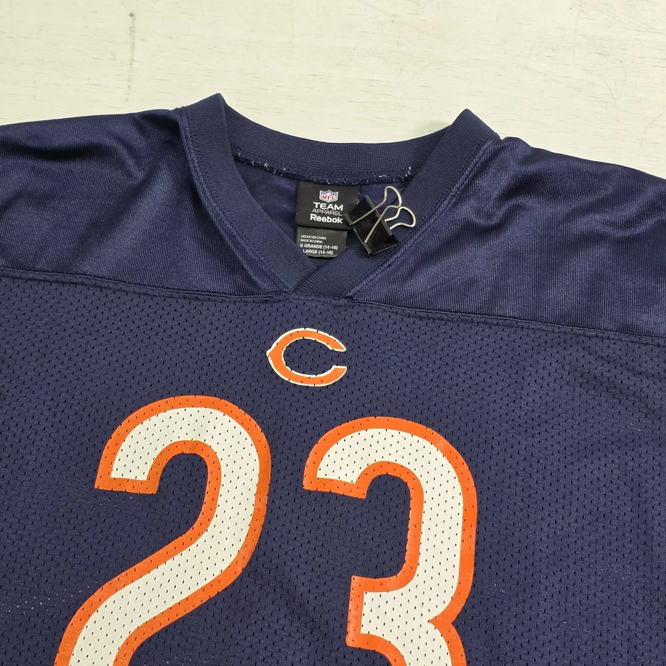 Camiseta De Colección NFL Chicago Bears #23 Devin Hester Reebok Azul Juvenil Niños Larga Usada en Excelente Condición Foto 3 de 4