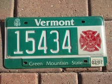 Vermont FIRE RESCUE license plate # 15434