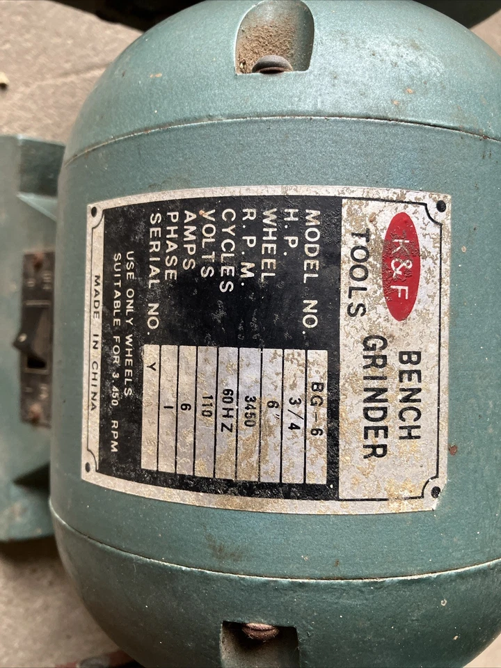 K&F Bench Grinder BG-6, 3/4 HP, 3450 Rpms, 60 HZ, 110 Volts, 6 Amp, 6” Wheels - Image 2 of 4