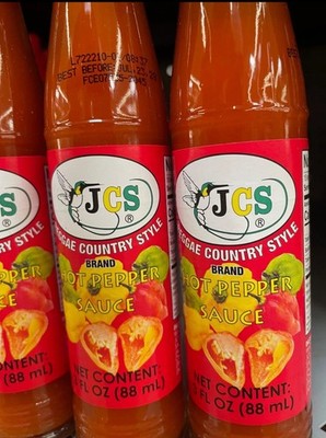 8 Pack JCS Reggae Country Style Hot Pepper Sauce 3 oz Bottles Caribbean Picante