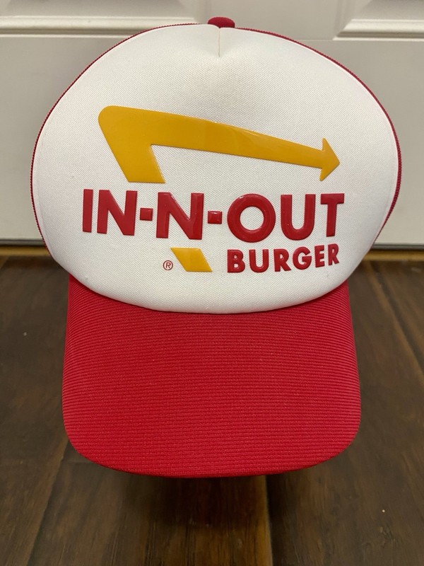 Official In-N-Out Burger Employee Hat Snapback Red Uniform Crew Cap Vintage 90s