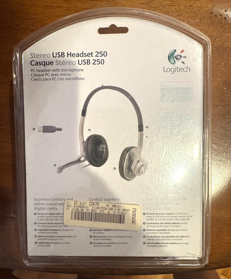 Logitech Stereo USB Headset 250 Noise Cancelling Mic PC/MAC  Zoom Skype - Image 2 of 2