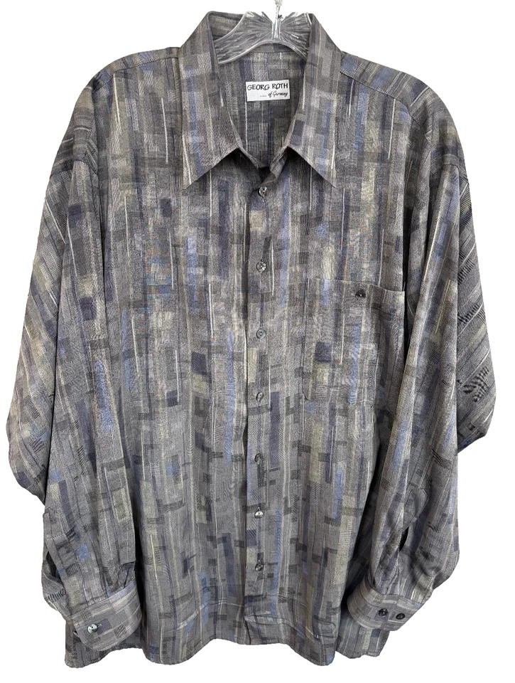 Georg Roth of Germany Button Front Shirt Mens XL Gray Abstract - Image 2 of 4