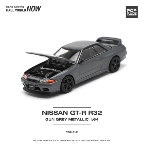 1:64 Nissan Skyline GT-R R32 -- Gun Grey Metallic -- Pop Race - Picture 2 of 11