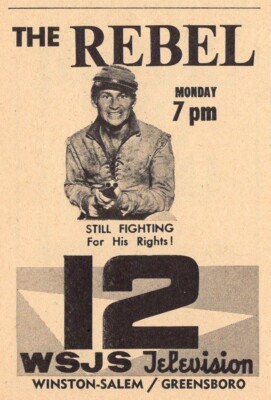 1964 WSJS TV AD / THE REBEL STARRING NICK ADAMS / EPISODE THE ...