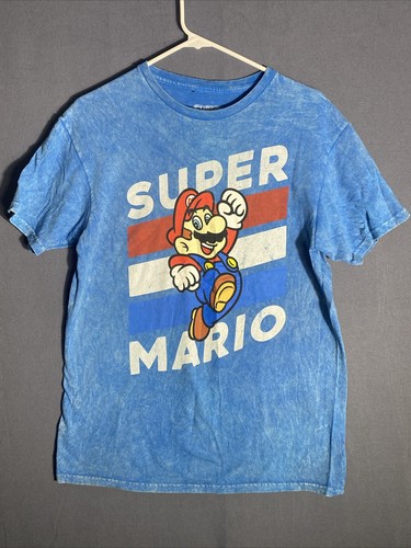 Super Mario 2021 Nintendo Size M 100% Cotton Blue Washed Color - Picture 2 of 15