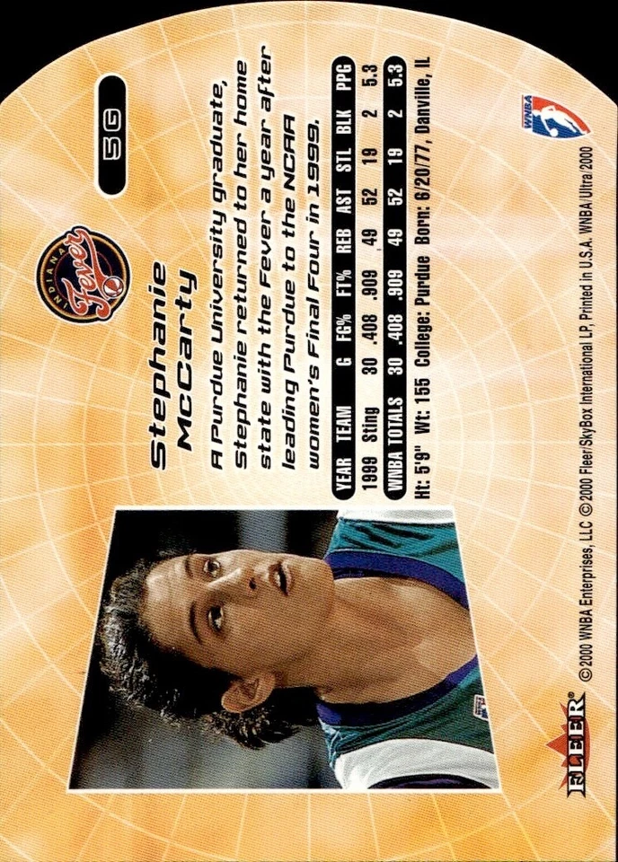 2000 Ultra WNBA Gold Medallion Stephanie White McCarty Indiana Fever Head Coach - Image 2 of 2