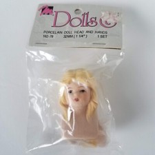 Mangelsen's Porcelain Doll Girl Blonde Hair Head  Hands 1 1/4" Set 162-76 VTG
