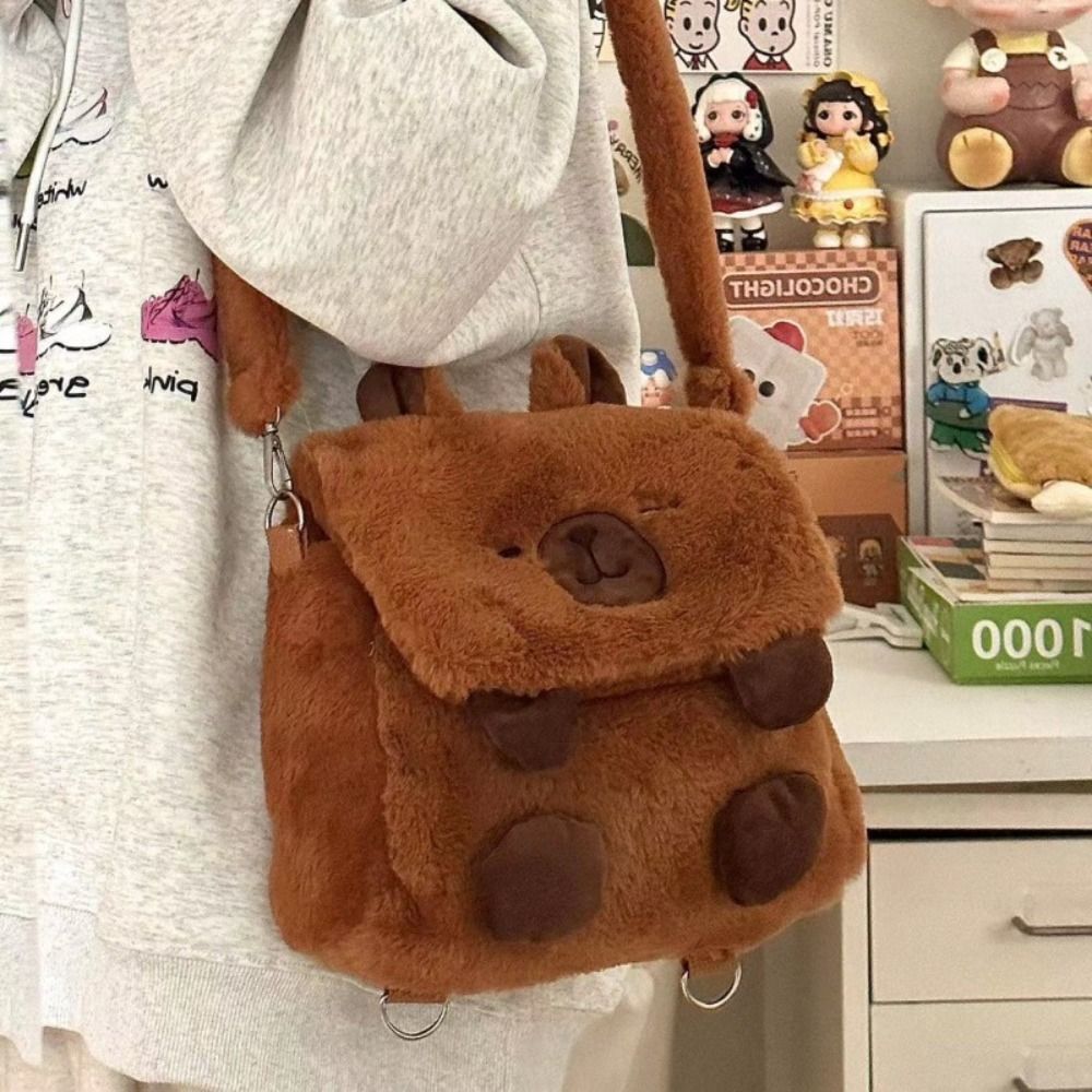 FOSDICK Capybara Plüsch Tasche - Niedliche Umhängetasche Für Mädchen Mit 8 Stickern