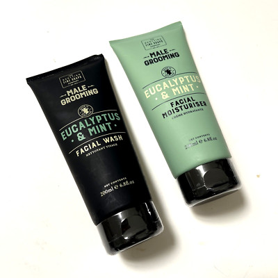 New 2pc Scottish Fine Soaps Men Facial Wash + Moisturizer Eucalyptus Mint
