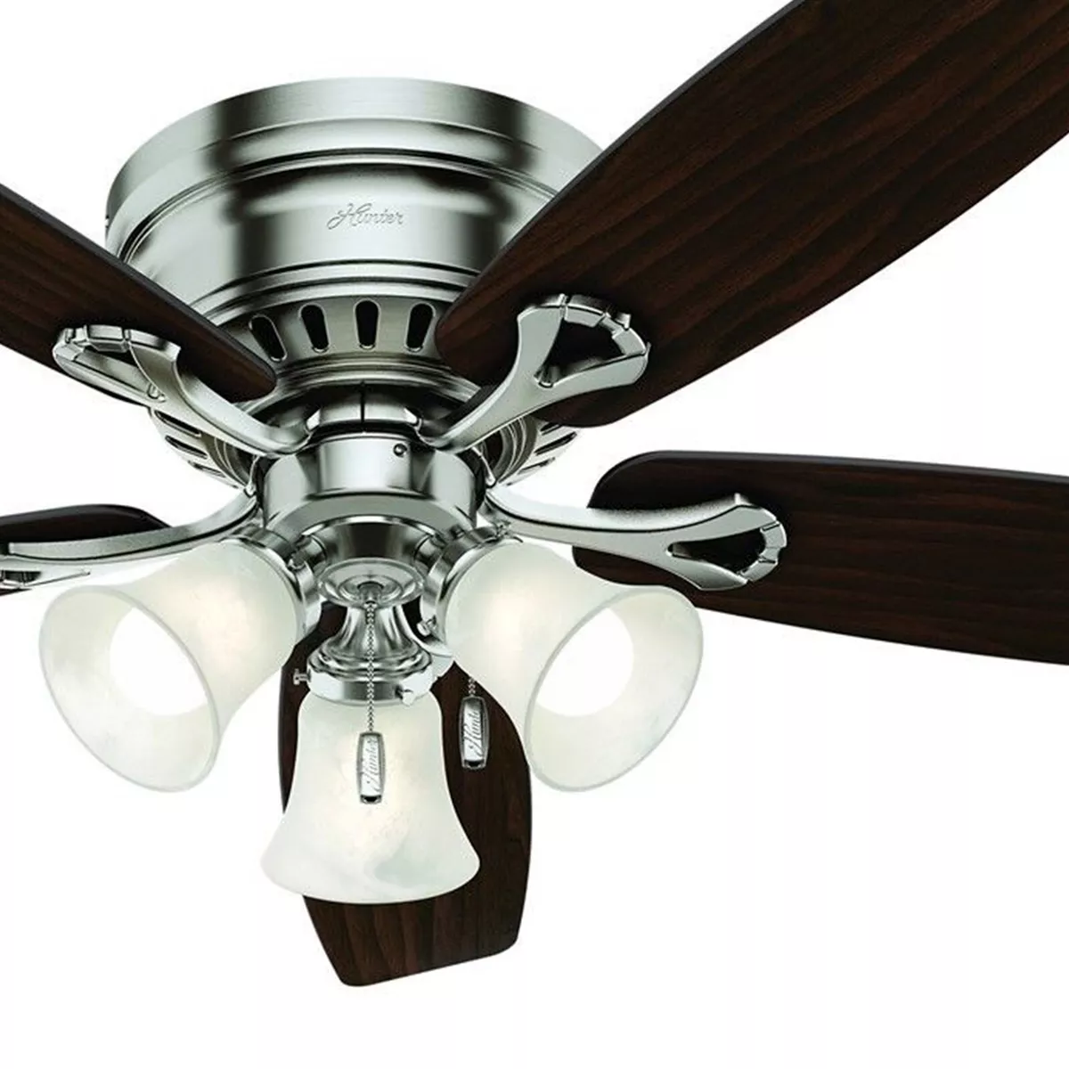 tøj mærkelig galning Hunter Fan 52 inch Low Profile Brushed Nickel Ceiling Fan w Light and Pull  Chain 840304131211 | eBay