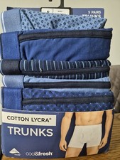 Marks & Spencer 5 Pack Cotton Lycra Trunks Cool &Fresh Blue Size Small 30-32"