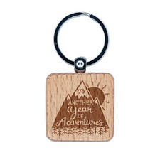 To Another Year of Adventures Anniversary Love Engraved Wood Square Keychain
