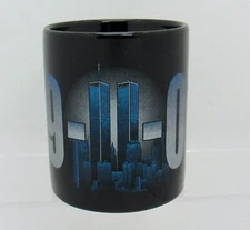 New York Twin Towers 9-11-01 Mug Cup Black Blue Silver M Ware World Trade Center