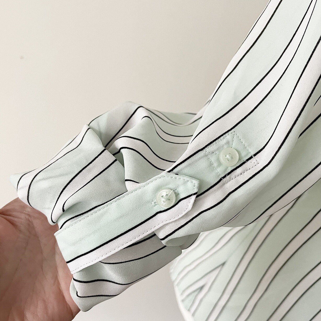 Express | Mint Striped Button Down Roll Tab Porto… - image 9