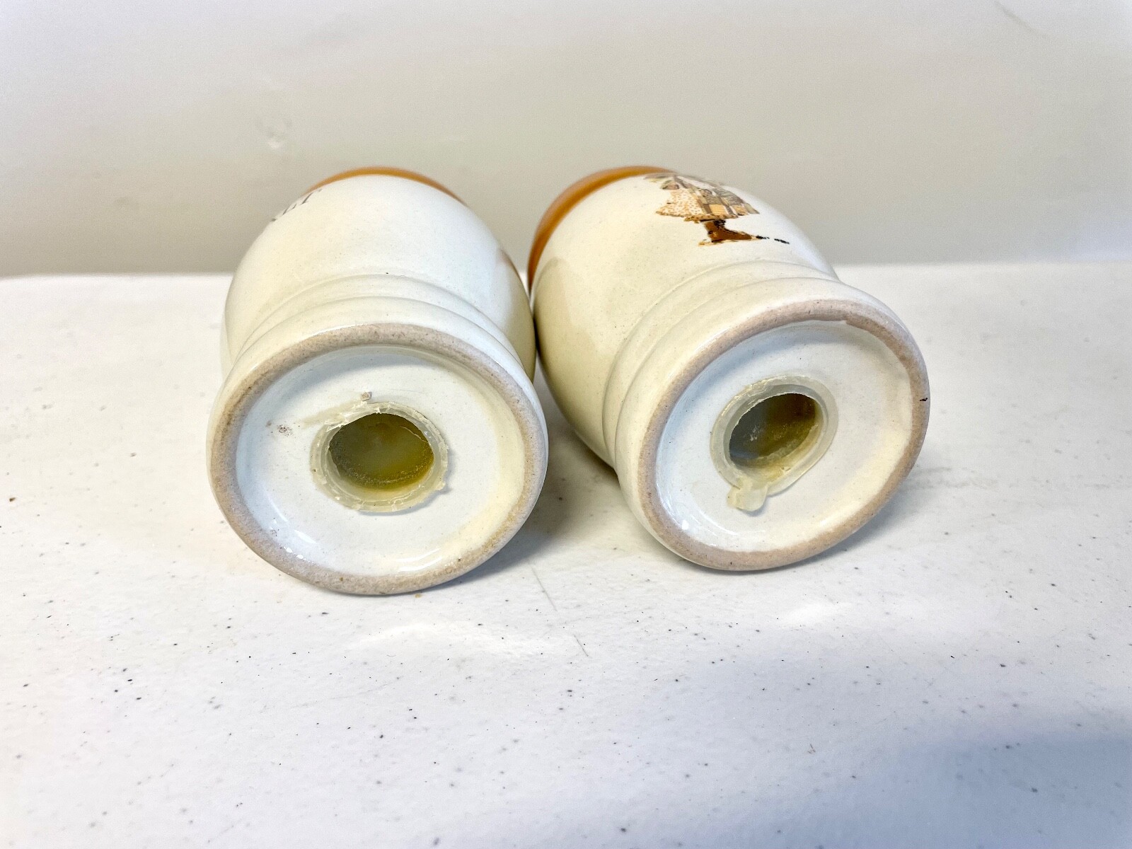 Vintage Holly Hobbie Salt & Pepper Shaker Set Country Living in Yellow and Brown