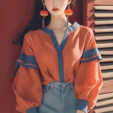 New Women's Casual Blouses Shirts Loose Fashion Long Sleeves Tops Street