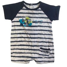 Mirtillo Baby Boys White Navy Short Sleeve Playsuit Fish Age 6 Months Size New