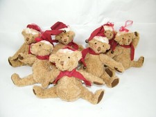  7 CHRISTMAS TEDDY BEAR 8" PLUSH ORNAMENTS
