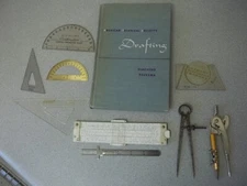Architectural Drafting book and drafting tools ATS 1955 Beukema, Dietzgen