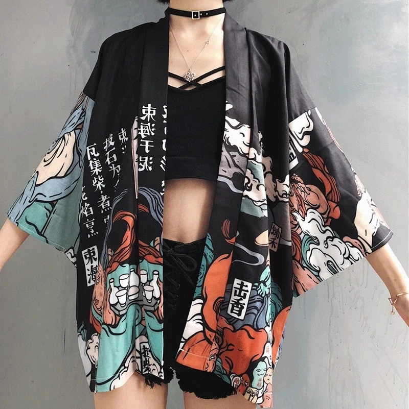 VETEMENTS Cappotto kimono donna giacca sciolto manica 3 4 Yukata outwear top abbigliamento tempo libero