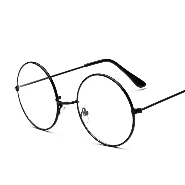 Vintage Large Frame Circular Eyeglass Frame Metal Frame Clear Lenses Frame