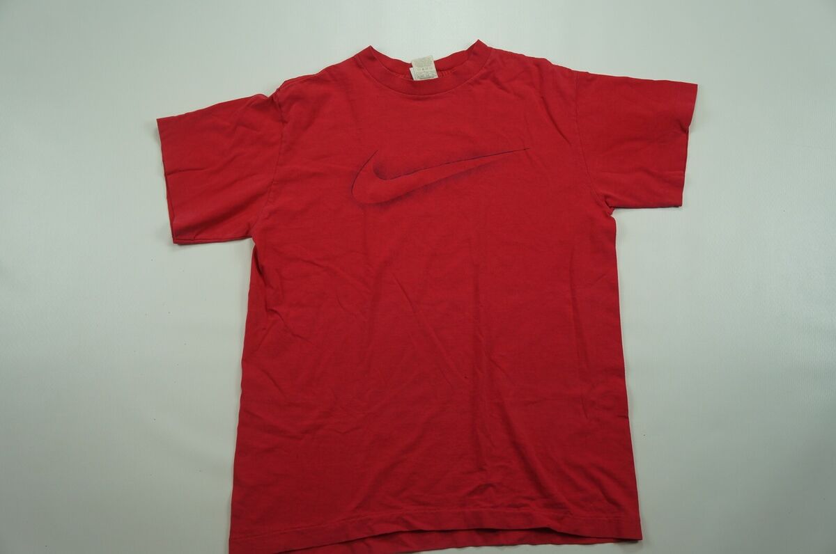 Rare Vintage NIKE Swoosh Definition Just Do It Spell Out T Shirt 90s Red  YTH XL