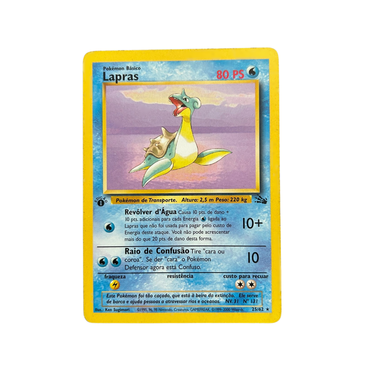 Card Pokmon Portuguese - Lapras 25/64 1st Edition Fossil Ultra Rare Low Pop Card Pokmon Portuguese - Lapras 25/64 1st Edition Fossil Ultra Rare Low Pop