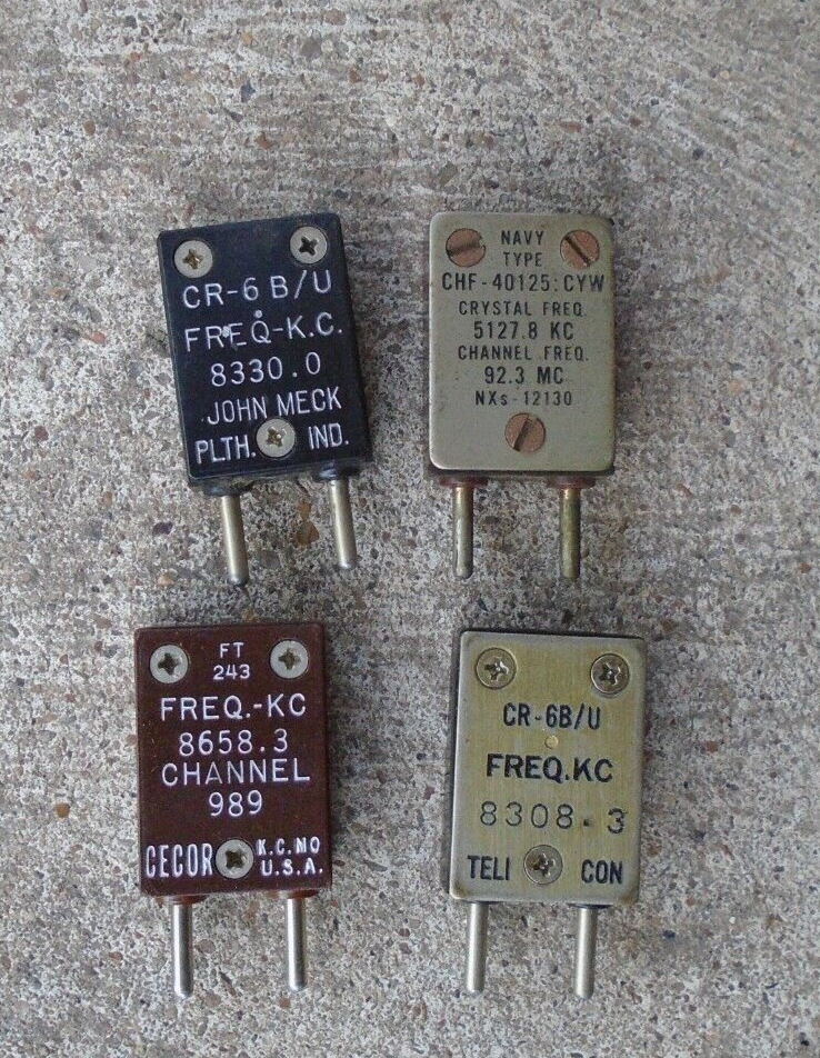 WWII US Army Signal Corps radio frequency crystals, lot of four
