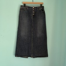 GAP Y2K Vintage Low Rise Denim Button Fly A-Line Midi Skirt 10 Cotton Rare