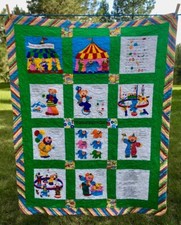 Vintage Unique Handmade Clown Circus Elephants Baby Quilt