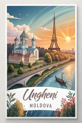 Unvergessliches Ungheni, Moldawien - Lebendiges Stadtbild Reise Poster Kunstdruck A1-A4