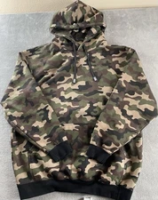 Pro Club Mens Heavyweight Club Fleece Hoodie Green Brown Camo Size XXL Excellent