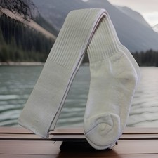 VTG Kids/Womens Crew Socks Thorlo 21" Length White Acrylic 80s 90s USA Irregular