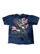 Vintage The Mountain Bald Eagle Lightning T Shirt Tie Dye 2XL Made In USA Flag