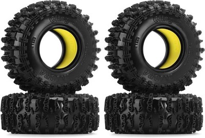 INJORA 1.3 Silicone Rubber Inserts and Cling On Tires for SCX24 TRX4M Yellow 