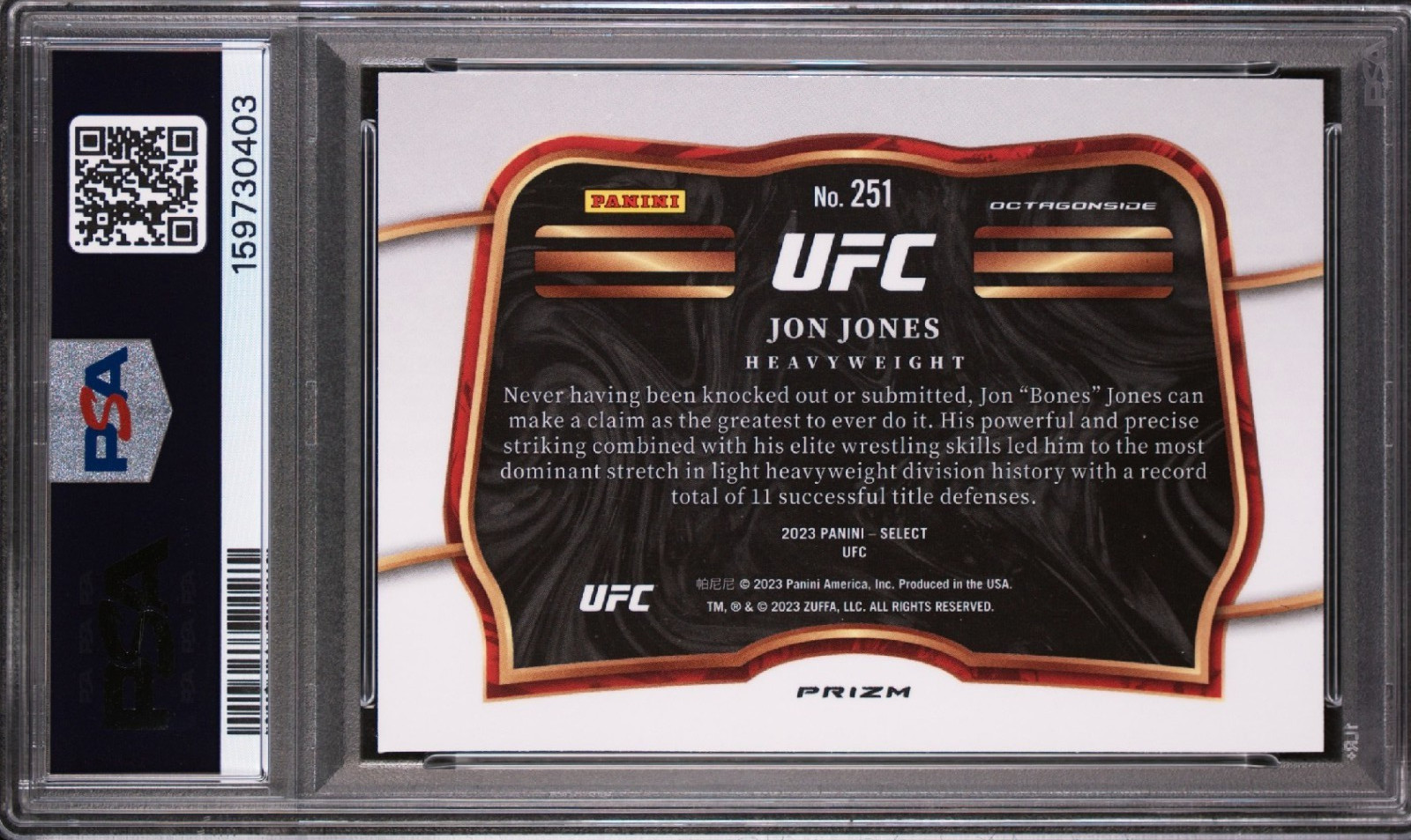 Jon Jones (2023) Panini Select UFC #251 Red and Blue Refractor Parallel! view 2