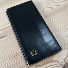 DUNHILL-BLACK FINE CALF LEATHER LONG BREAST / JACKET 9 POCKET WALLET-RARE