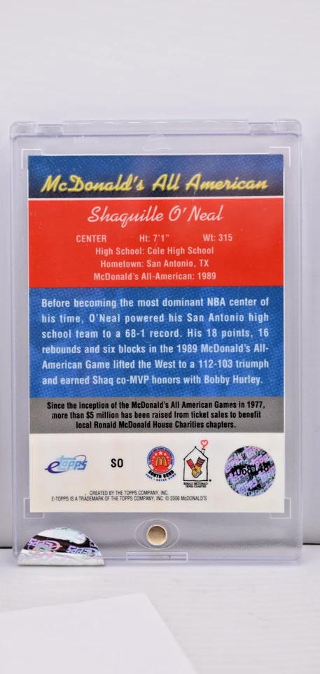 Shaq Shaquille O’Neal McDonalds All American eTopps 1989 sin circular #SO Foto 2 de 2