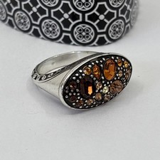 Brighton Crystal Voyage Swarovski Cocktail Ring Silver Plated size 8.5 EUC